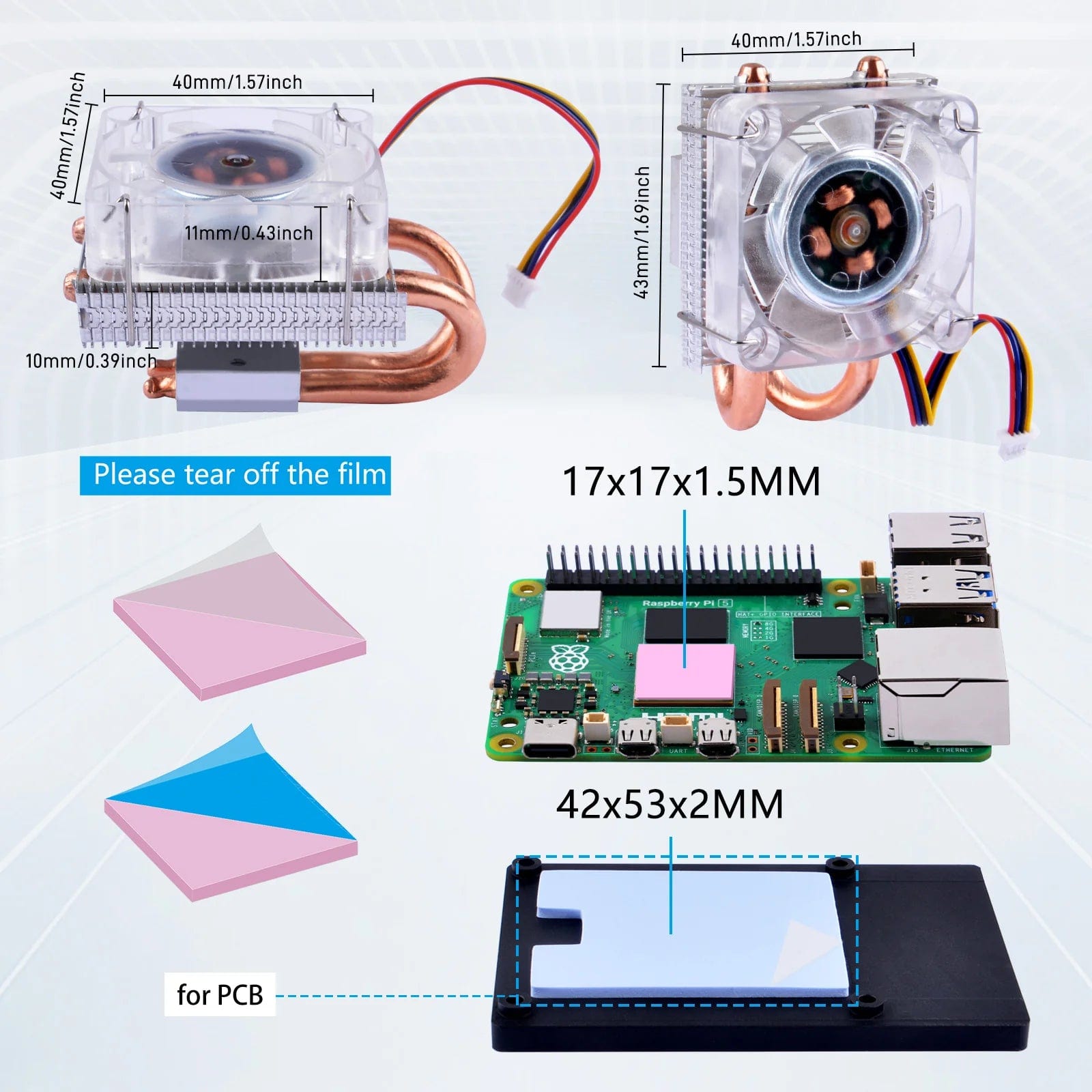 Low-Profile ICE Tower CPU Cooler for Raspberry Pi 5 by 52Pi - The Pi Hut