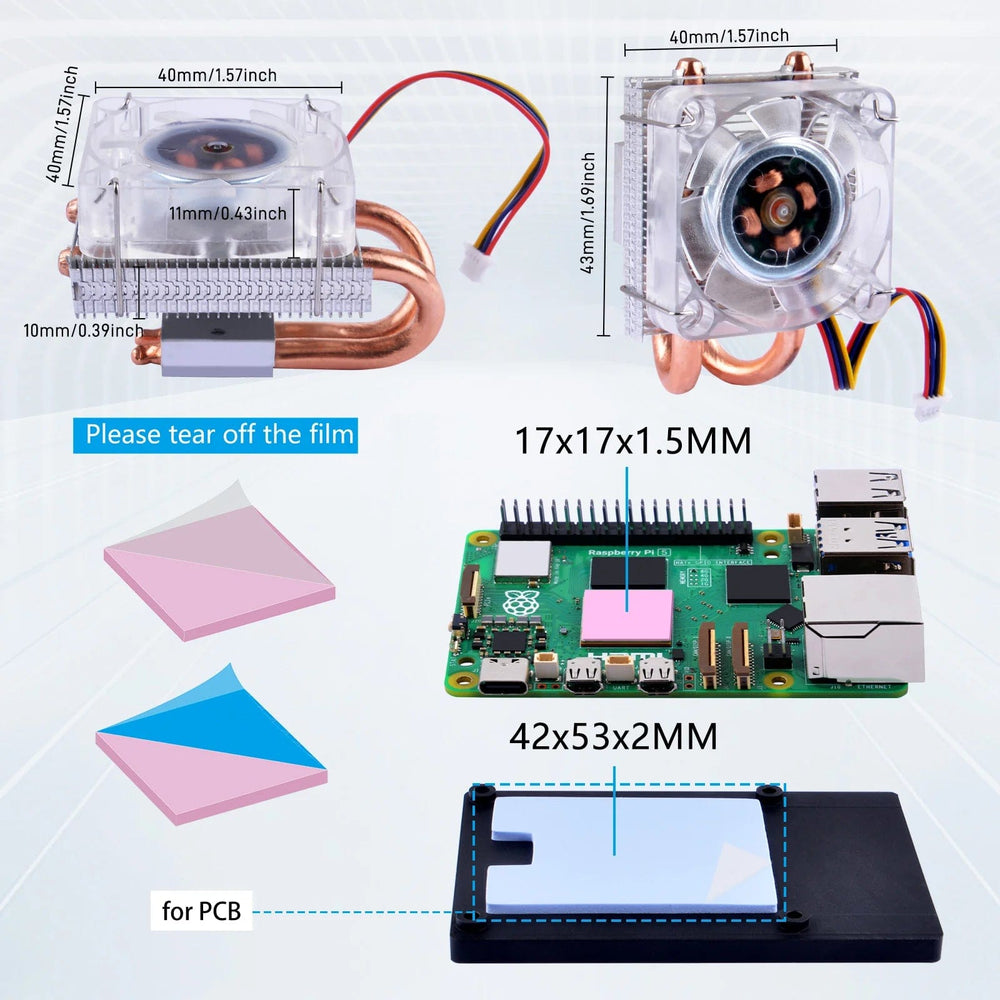 Low-Profile ICE Tower CPU Cooler for Raspberry Pi 5 by 52Pi - The Pi Hut
