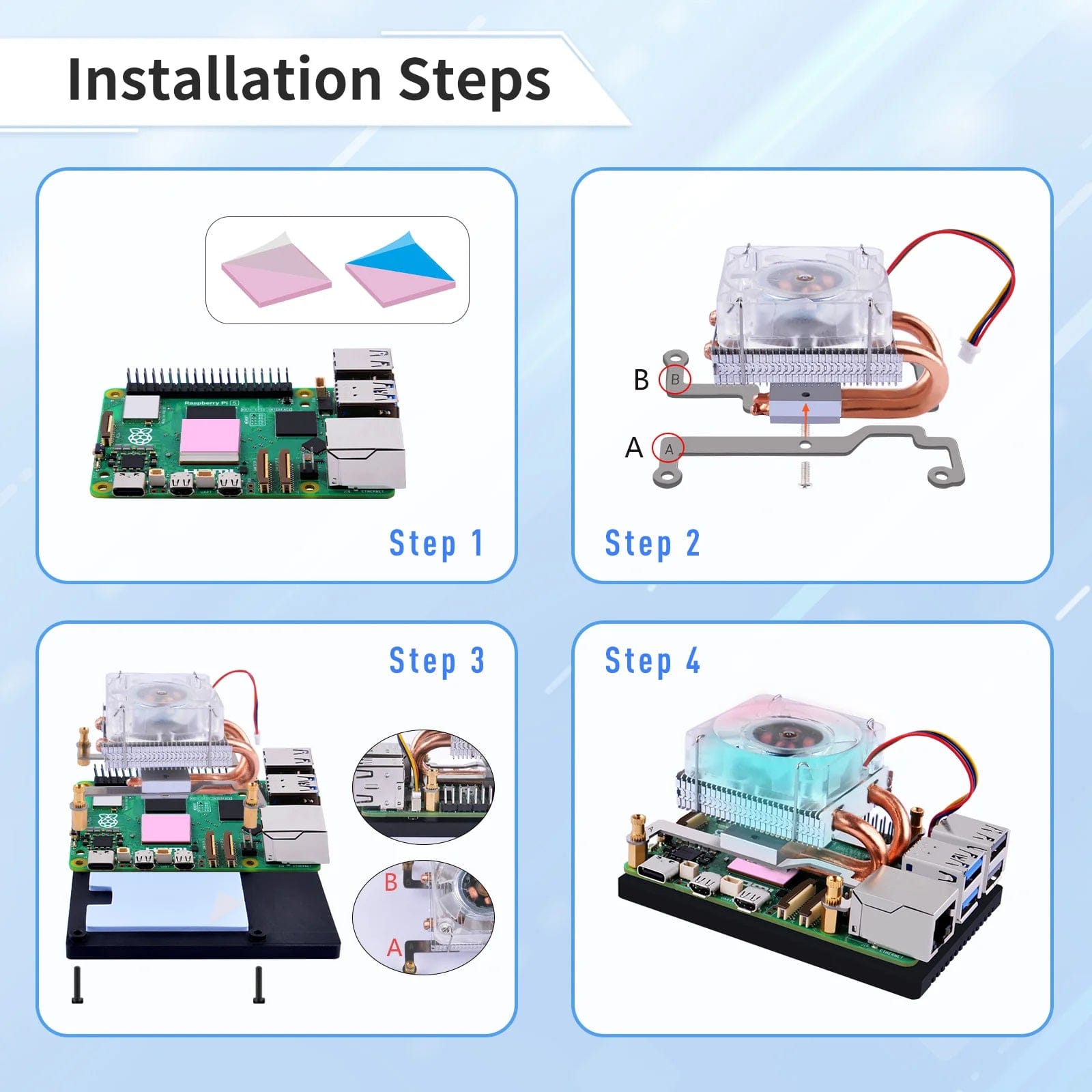 Low-Profile ICE Tower CPU Cooler for Raspberry Pi 5 by 52Pi - The Pi Hut