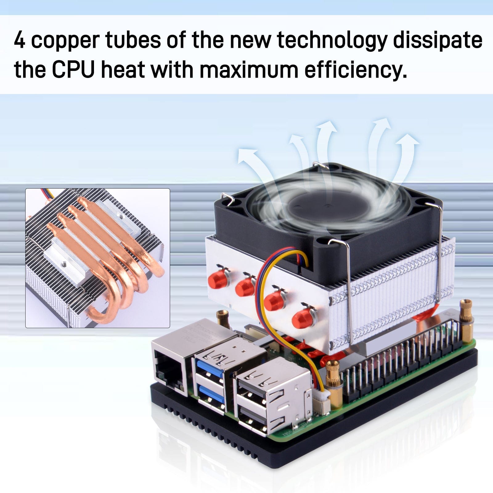 Low-profile ICE Tower Plus Cooler for Raspberry Pi 5 by 52Pi - The Pi Hut