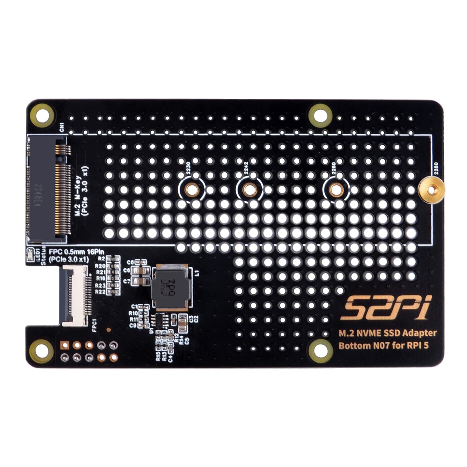 M.2 2280 NVMe PCIe Bottom for Raspberry Pi 5 (N07) by 52Pi - The Pi Hut