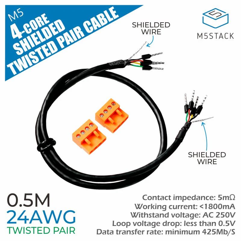M5Stack 24AWG 4-Core Shielded Twisted Pair Cable by M5Stack - The Pi Hut