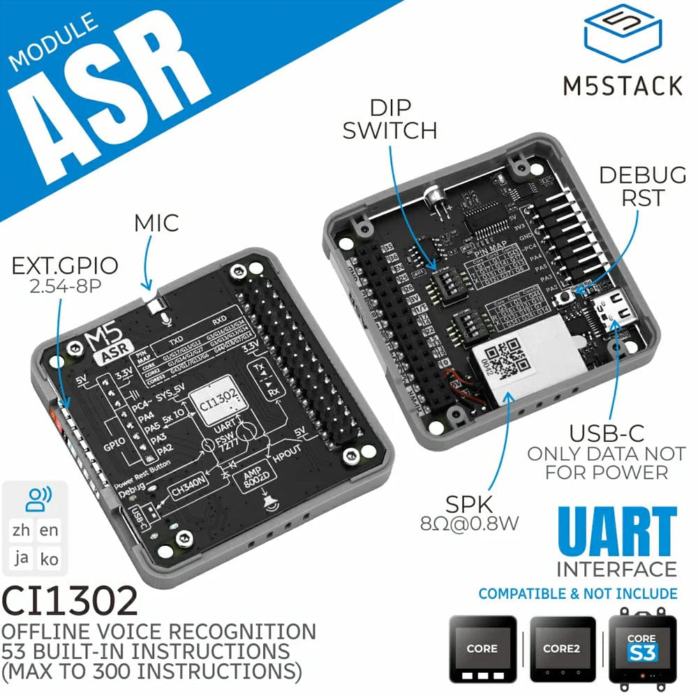 M5Stack ASR Module (CI1302) by M5Stack - The Pi Hut