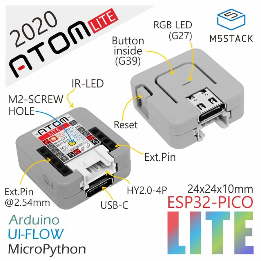 M5Stack ATOM Lite ESP32 by M5Stack - The Pi Hut