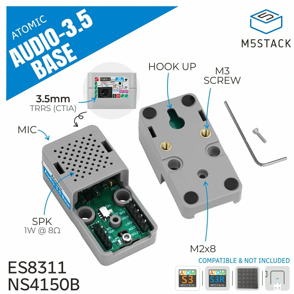 M5Stack Atomic Audio 3.5 Base by M5Stack - The Pi Hut