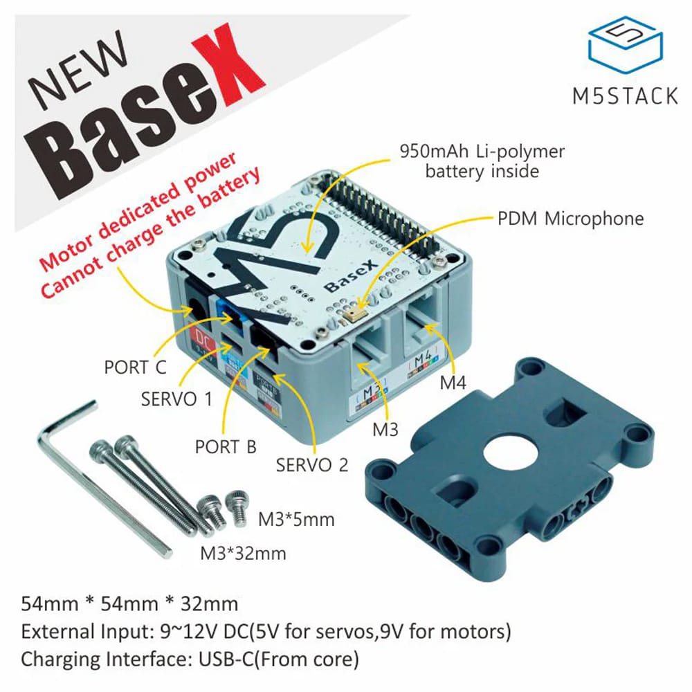 M5Stack BaseX EV3-Compatible Motor Base by M5Stack - The Pi Hut