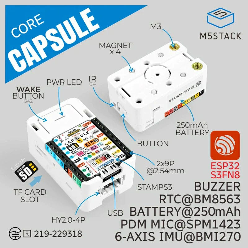 M5Stack Capsule Kit with M5StampS3 by M5Stack - The Pi Hut
