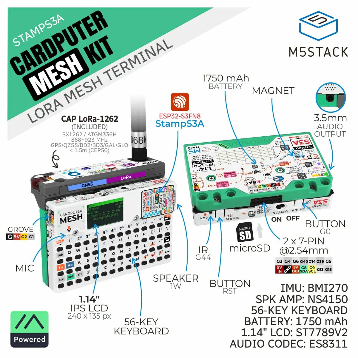 M5Stack Cardputer Mesh Kit for Meshtastic by M5Stack - The Pi Hut
