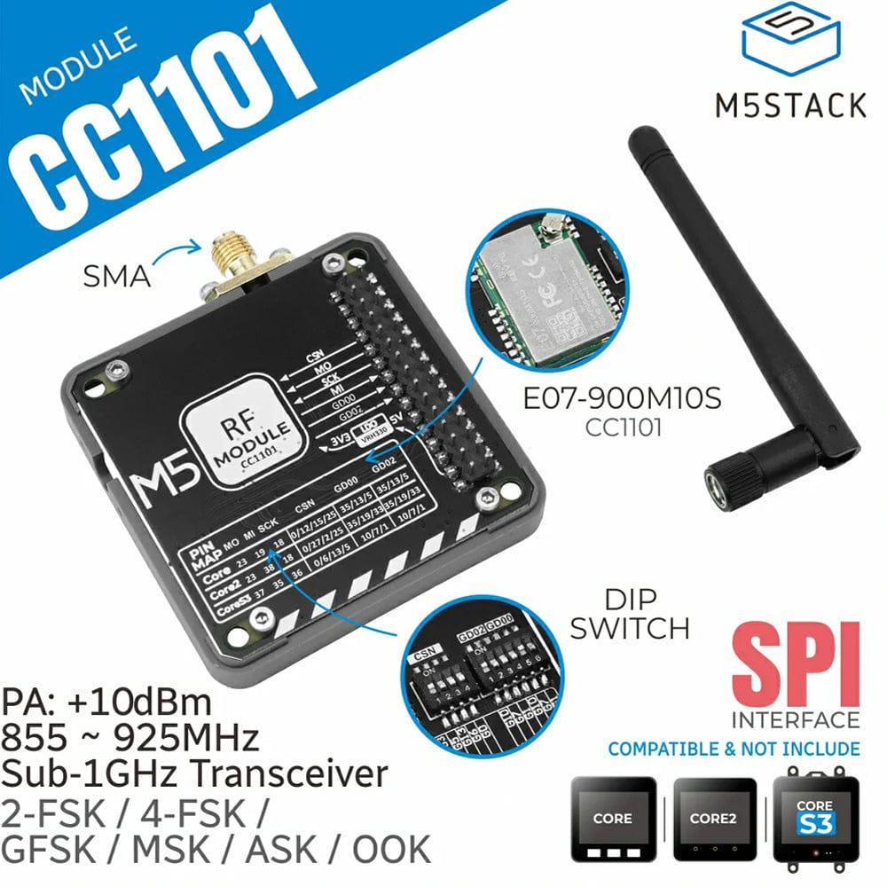 M5Stack CC1101 Module (855-925MHz) by M5Stack - The Pi Hut