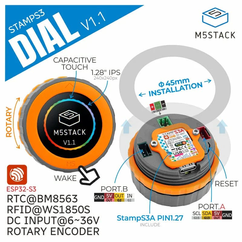 M5Stack Dial v1.1 by M5Stack - The Pi Hut