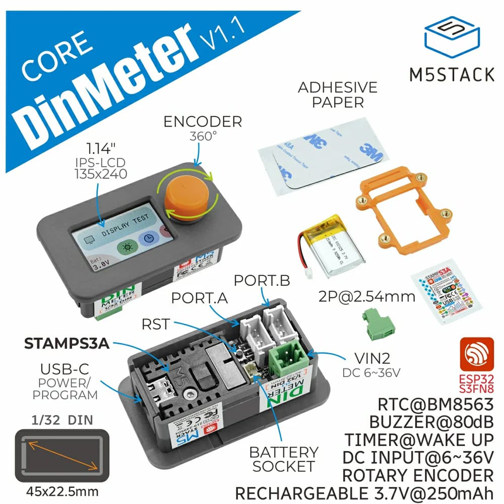 M5Stack Din Meter v1.1 with M5StampS3A by M5Stack - The Pi Hut