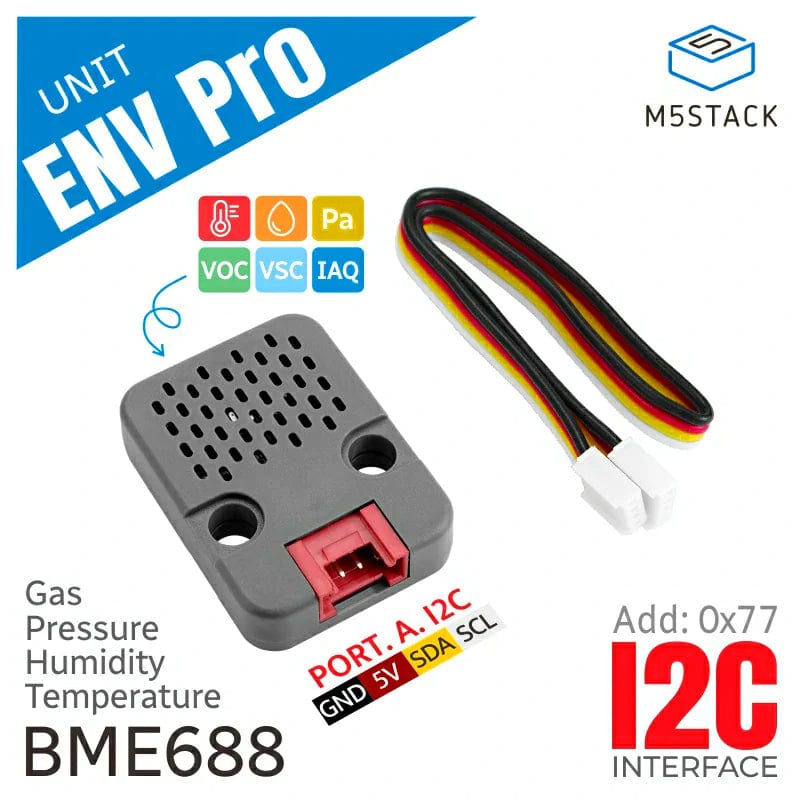 M5Stack ENV Pro Unit with Temperature, Humidity, Pressure and Gas Sensor (BME688) by M5Stack - The Pi Hut