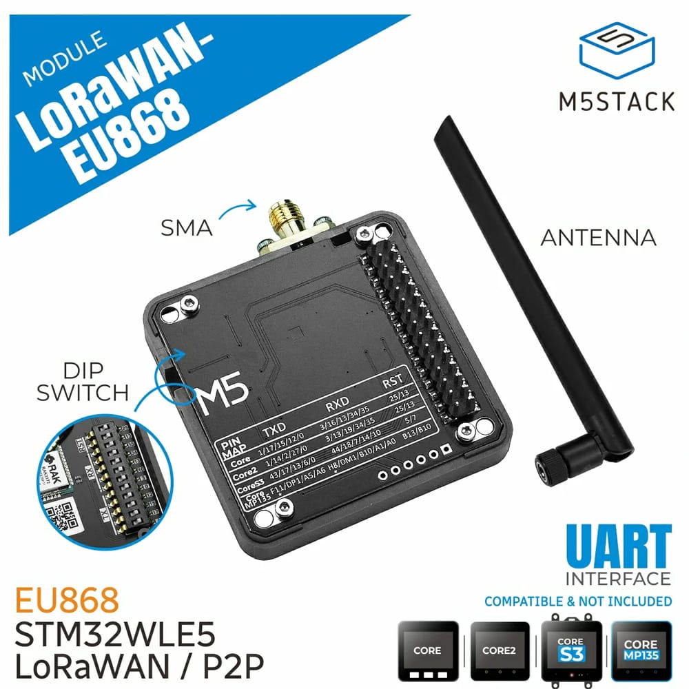 M5Stack LoRaWAN EU868 Module (STM32WLE5) by M5Stack - The Pi Hut