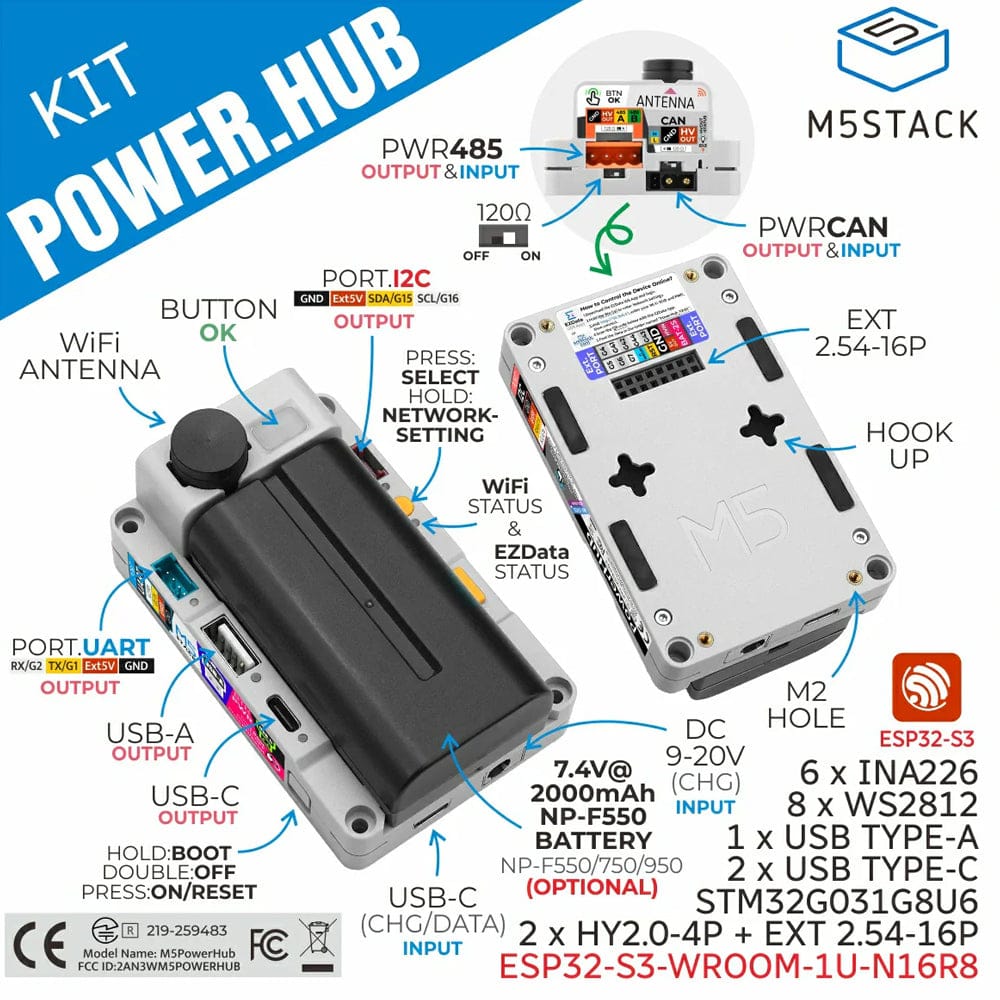 M5Stack PowerHub IoT Development Kit (ESP32-S3) by M5Stack - The Pi Hut