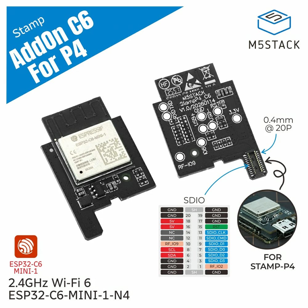 M5Stack Stamp-AddOn C6 for P4 Module by M5Stack - The Pi Hut