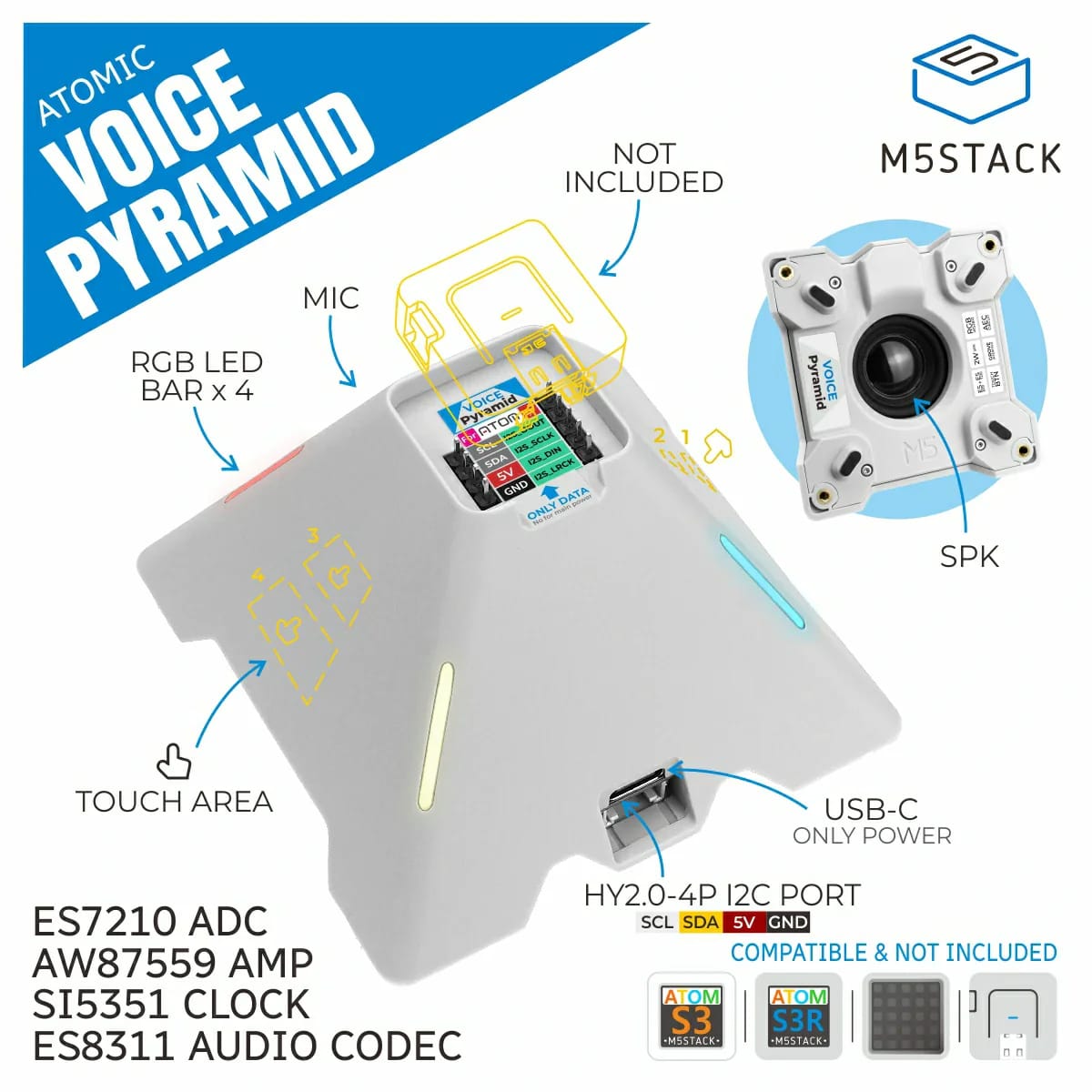 M5Stack Voice Pyramid Smart Speaker Base by M5Stack - The Pi Hut