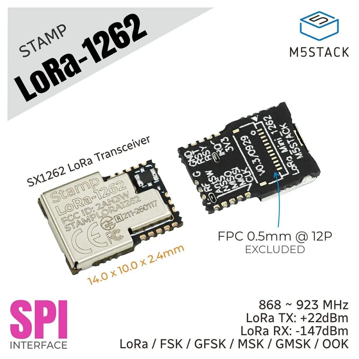 M5Stamp LoRa Module (SX1262) by M5Stack - The Pi Hut