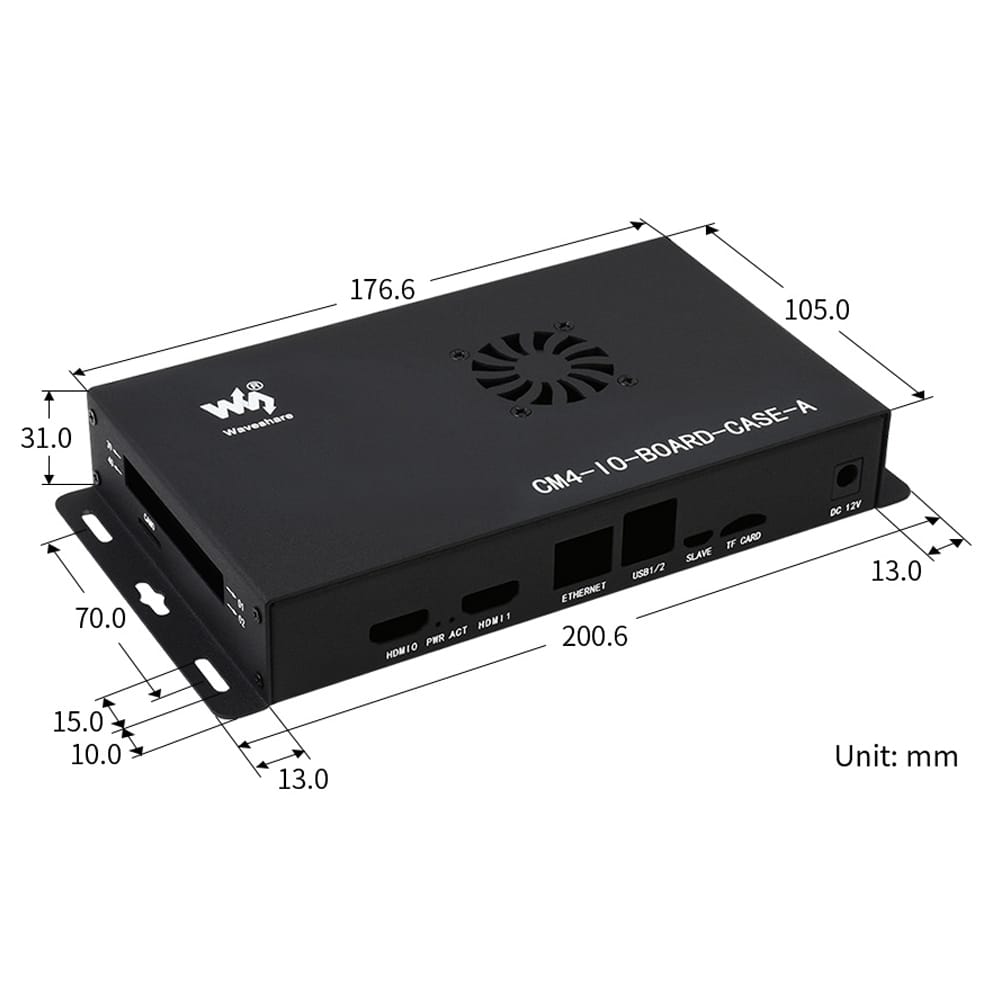 Metal Enclosure for Compute Module 4 IO Board (with Cooling Fan) by Waveshare - The Pi Hut