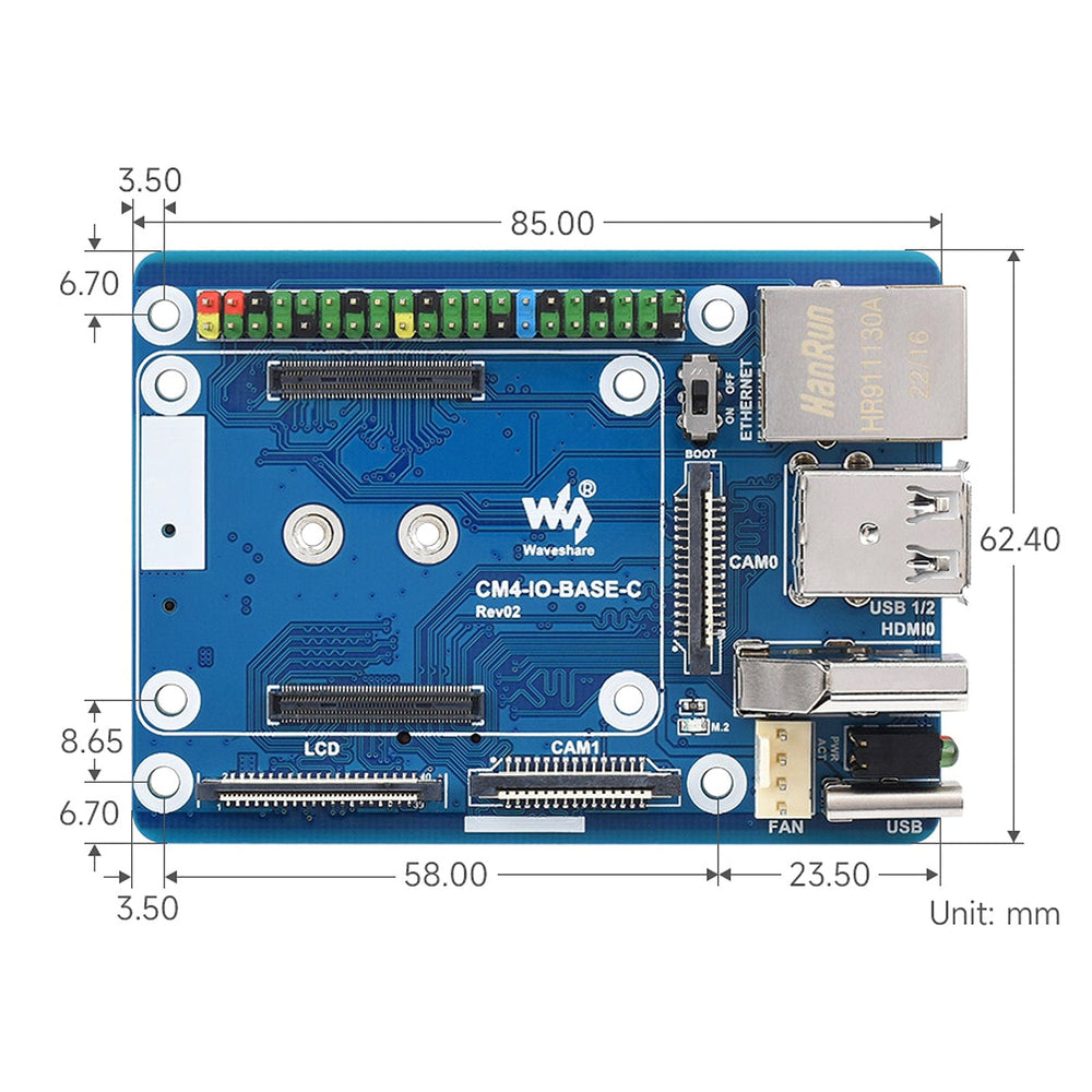 Mini Base Board (C) for Raspberry Pi Compute Module 4 by Waveshare - The Pi Hut