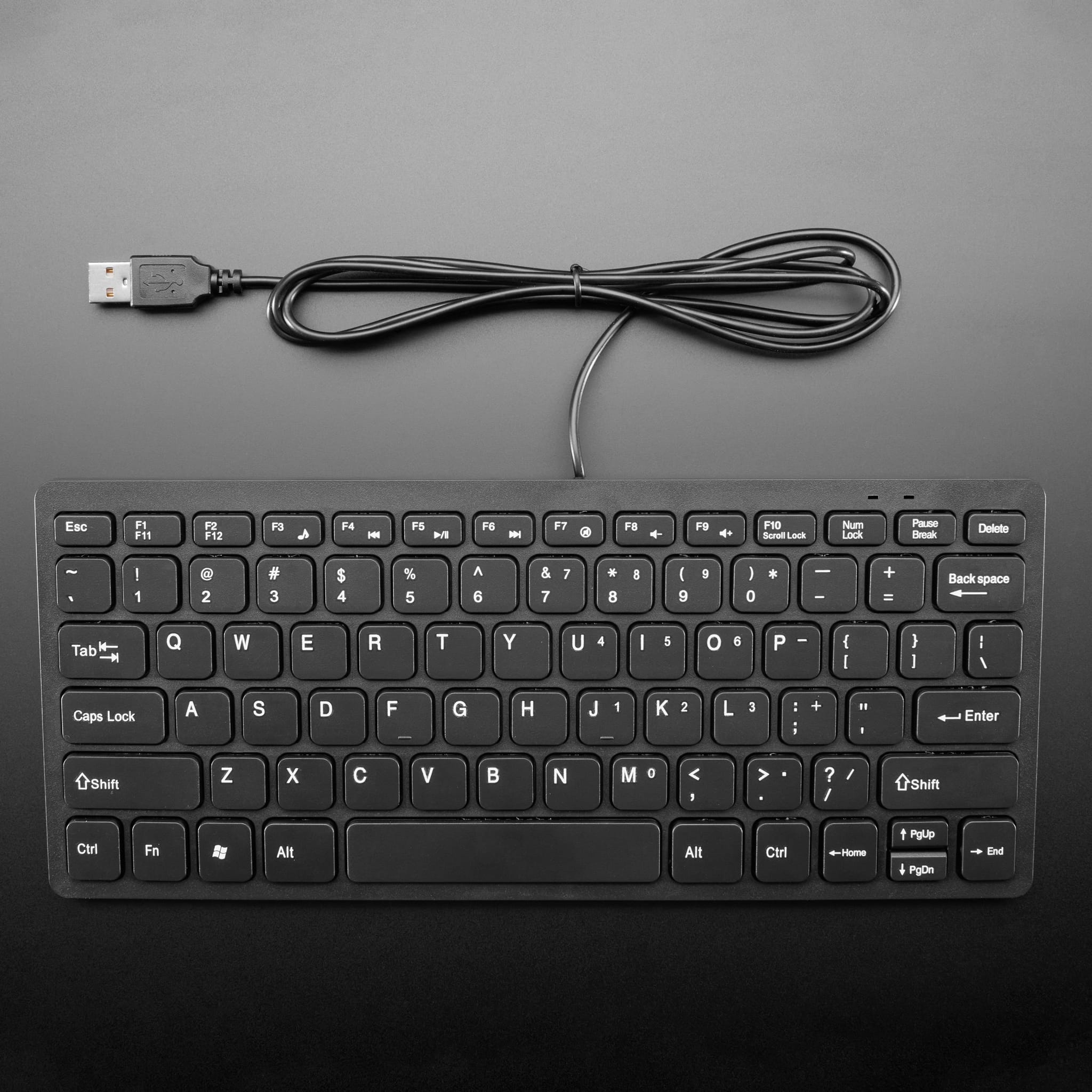 Mini Chiclet Keyboard - USB Wired - Black by Adafruit - The Pi Hut
