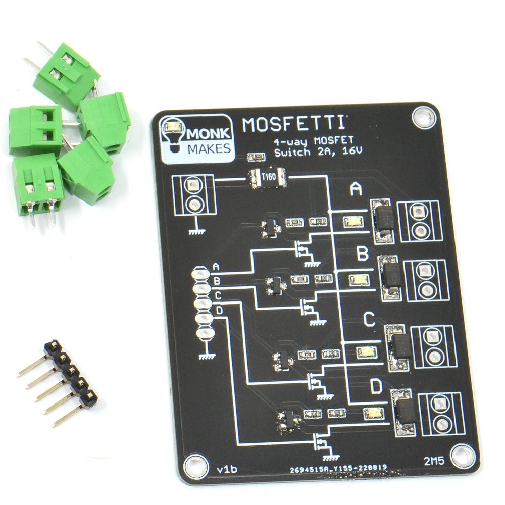 Mosfetti - 4-Channel MOSFET Driver by Monk Makes - The Pi Hut