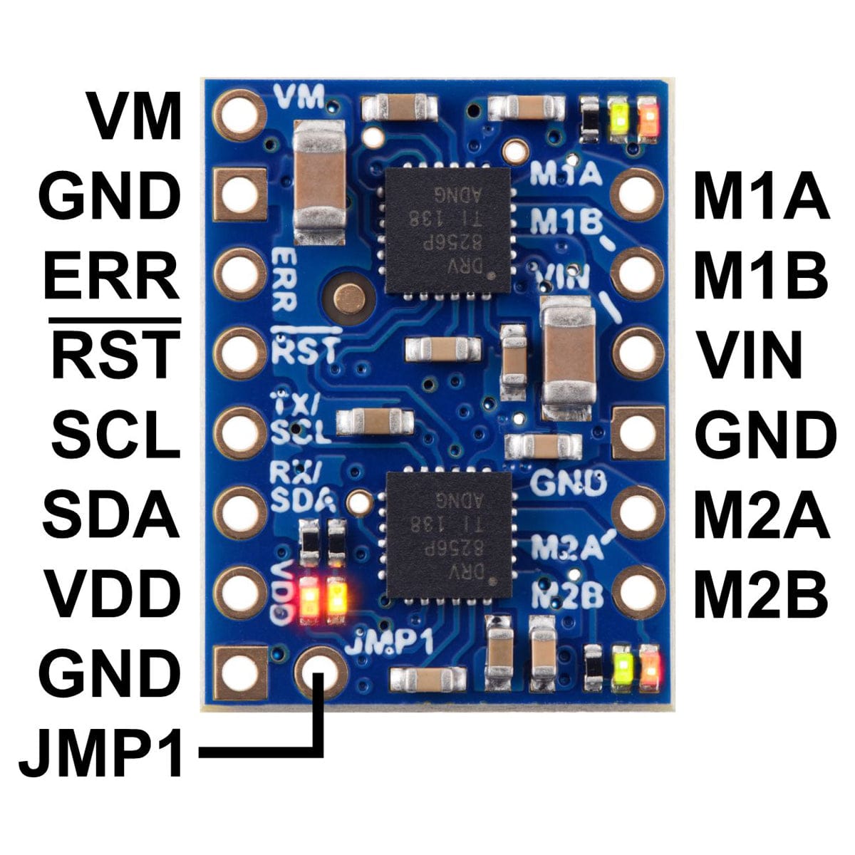 Motoron M2T256 Dual I²C Motor Controller (Pins Pre-soldered) by Pololu - The Pi Hut