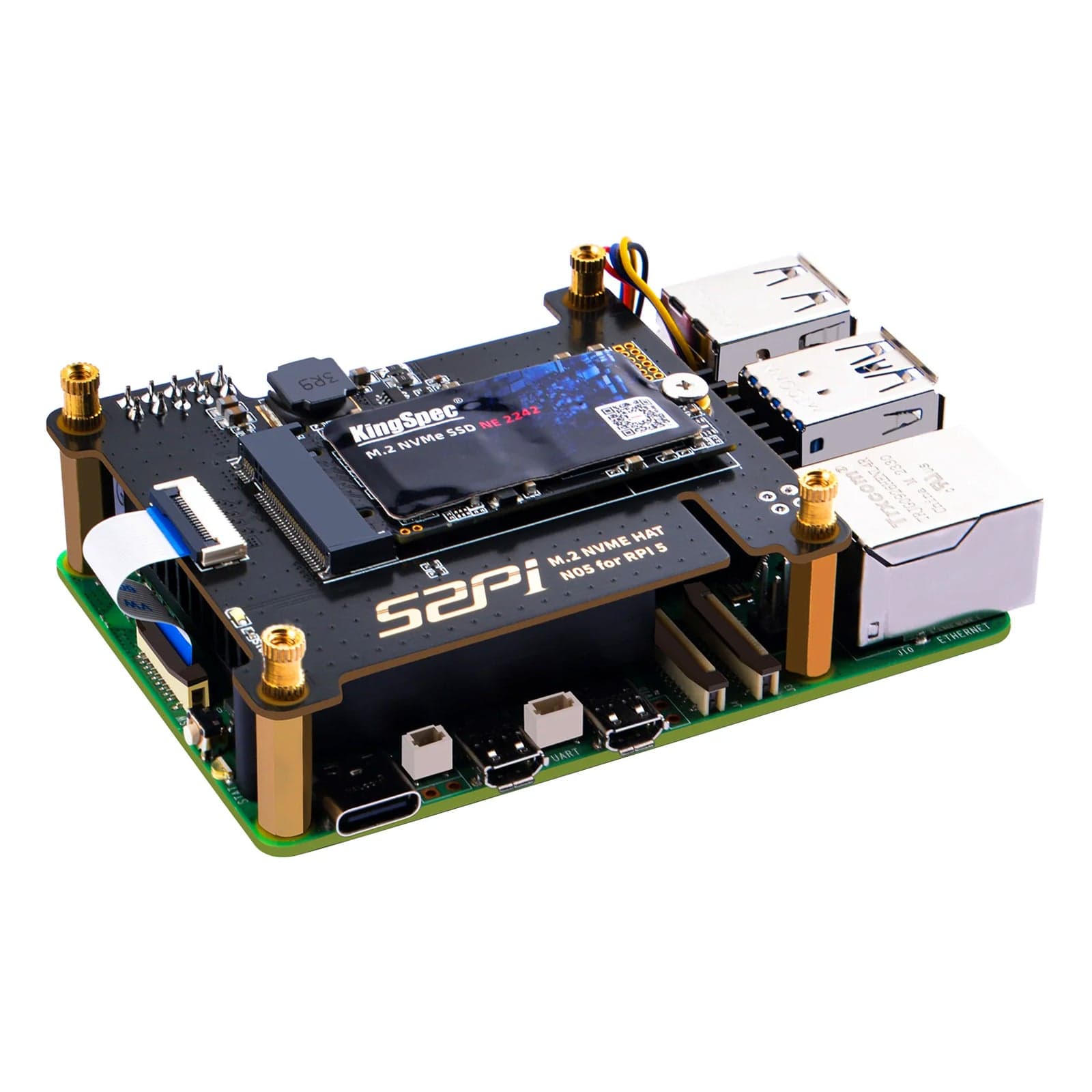 M.2 PCIe to 2230/2242 NVMe Top Extension Adapter Board for Raspberry Pi 5 (N05) by 52Pi - The Pi Hut