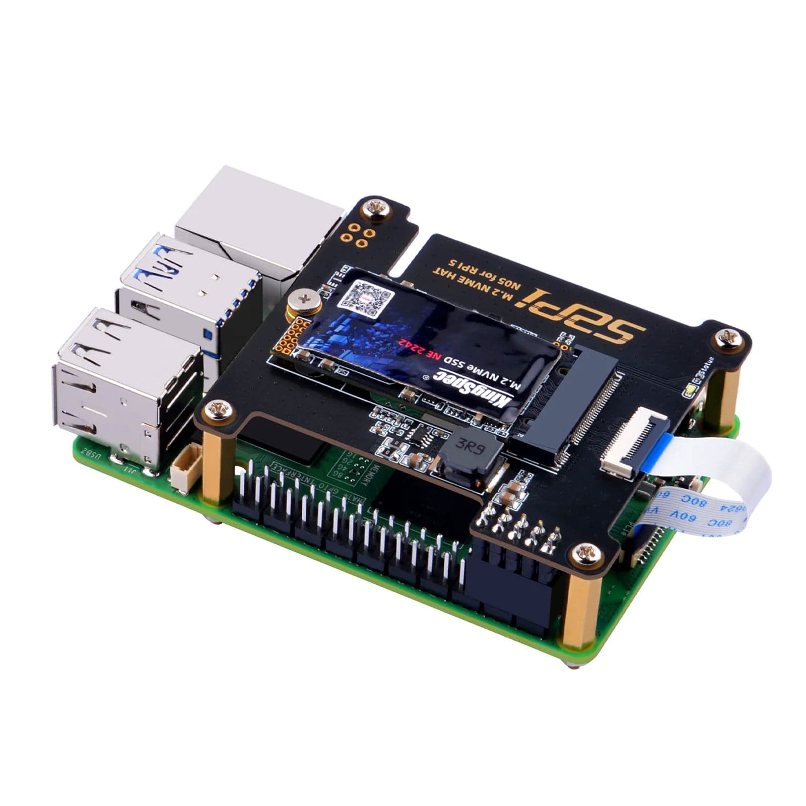 M.2 PCIe to 2230/2242 NVMe Top Extension Adapter Board for Raspberry Pi 5 (N05) by 52Pi - The Pi Hut
