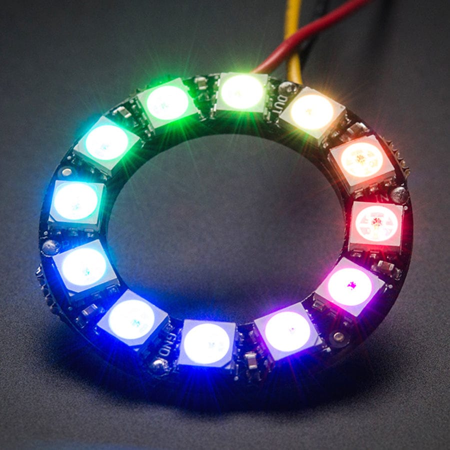 NeoPixel Ring - 12 x 5050 RGB LED with Integrated Drivers by Adafruit - The Pi Hut