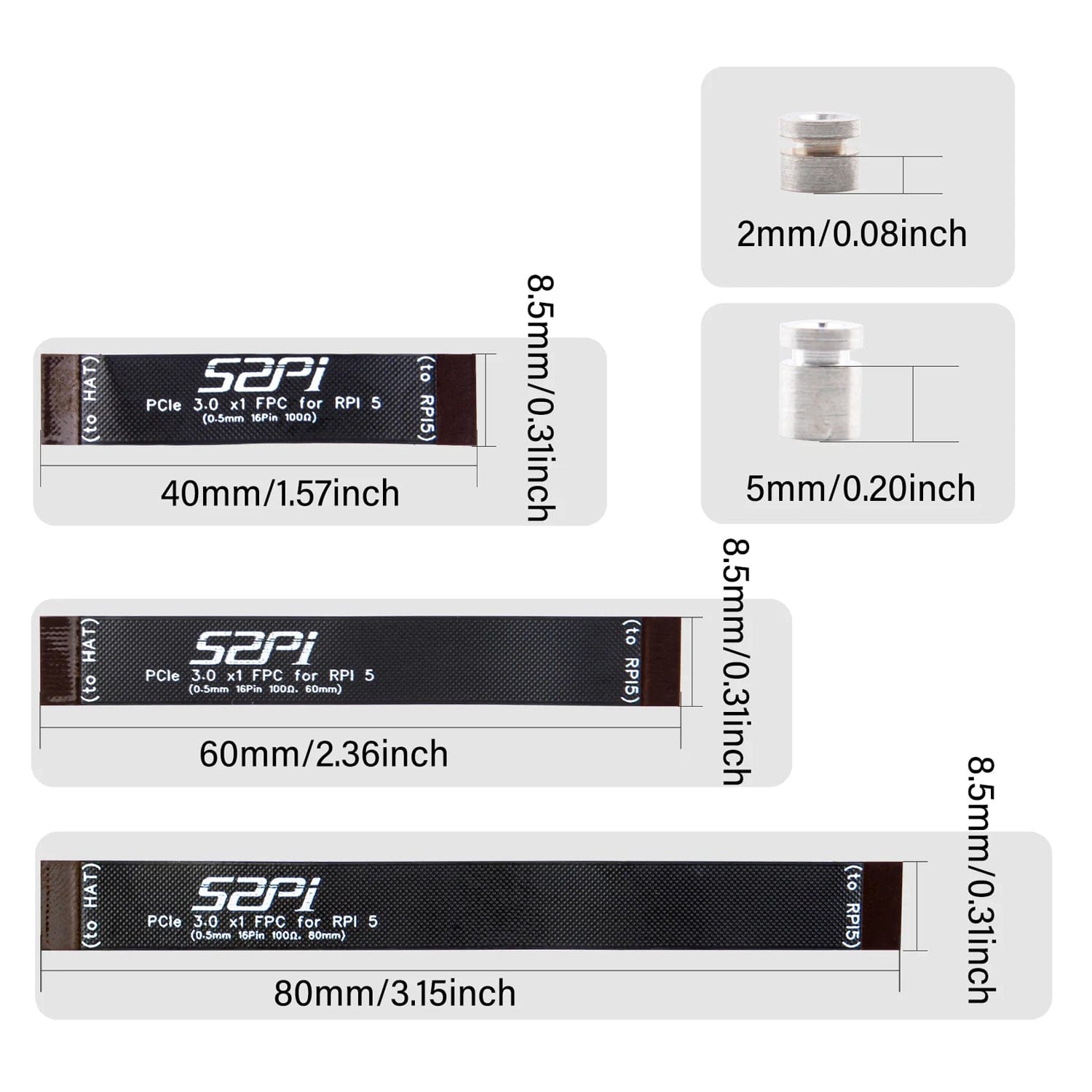 PCIe FPC Selection Pack for Raspberry Pi 5 by 52Pi - The Pi Hut