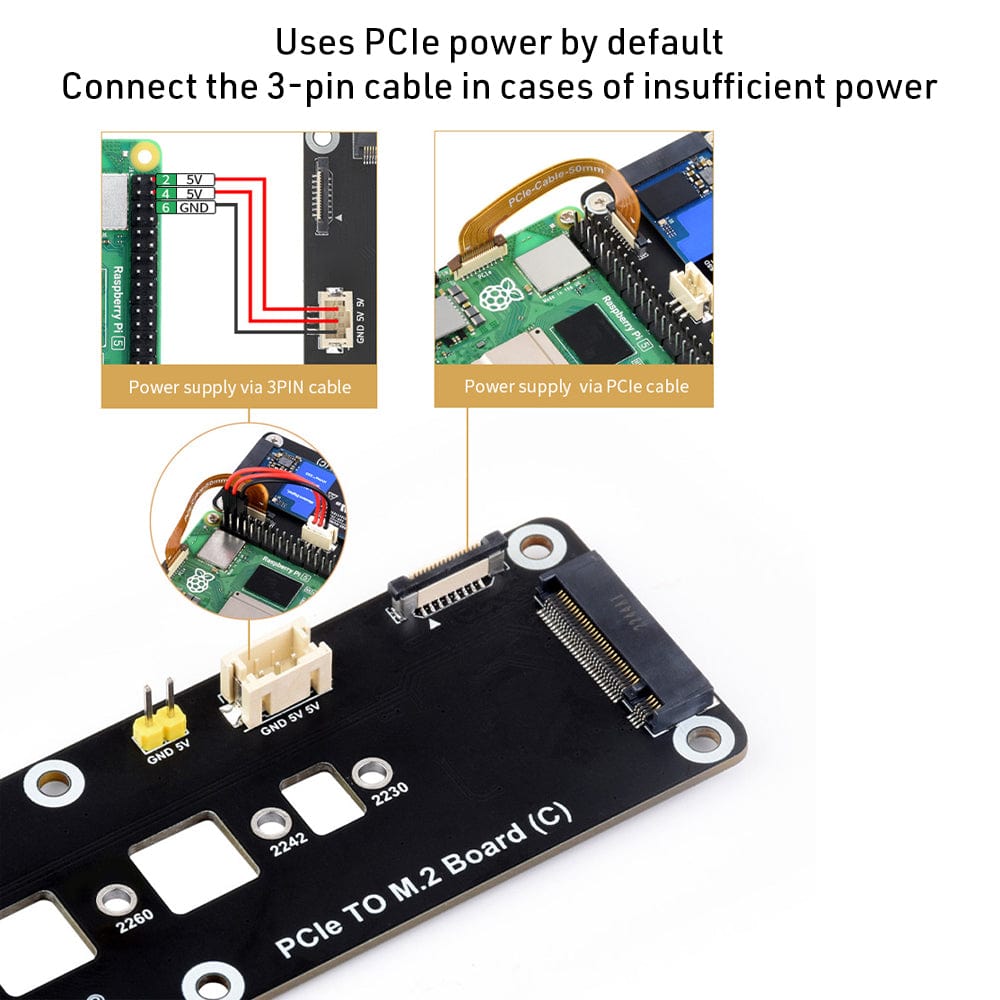PCIe M.2 Side Adapter for Raspberry Pi 5 by Waveshare - The Pi Hut
