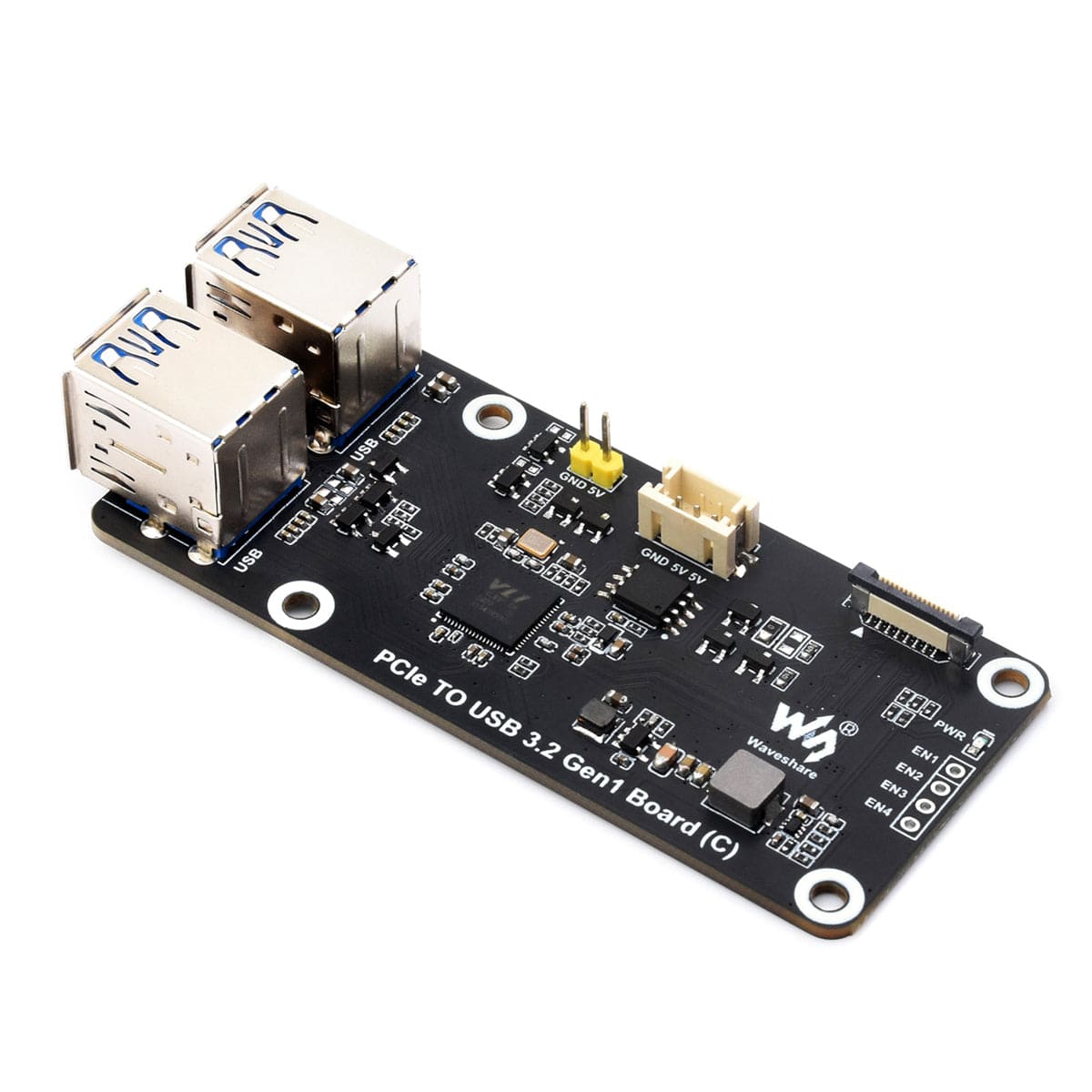 PCIe to 4-Channel USB 3.2 Gen1 Board (C) for Raspberry Pi 5 by Waveshare - The Pi Hut