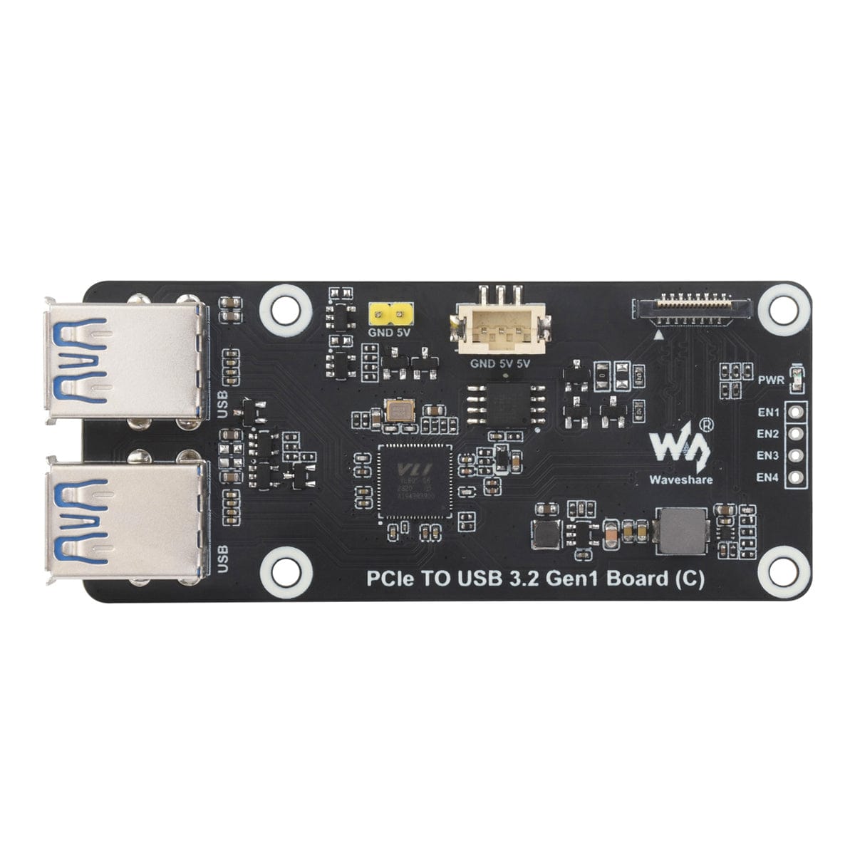 PCIe to 4-Channel USB 3.2 Gen1 Board (C) for Raspberry Pi 5 by Waveshare - The Pi Hut