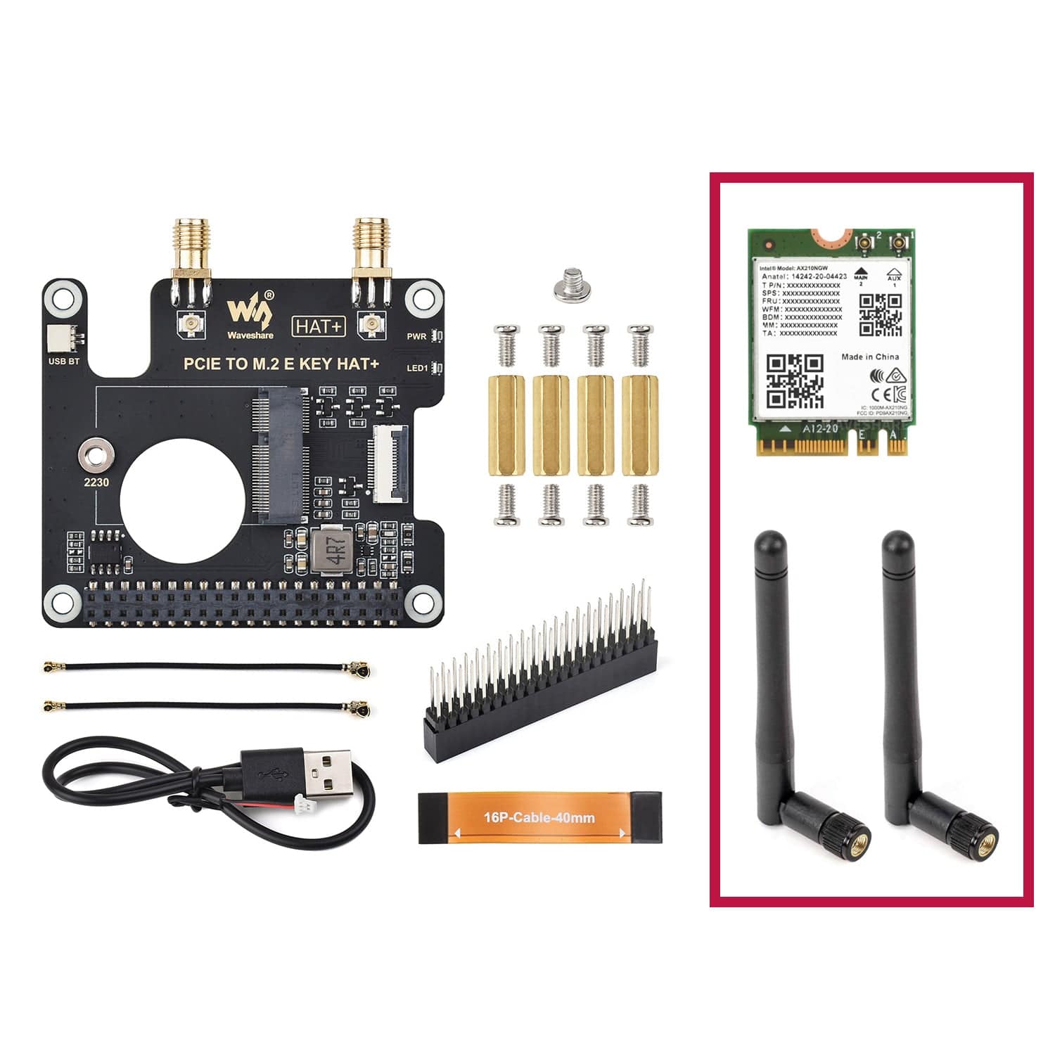 PCIe to M.2 E-Key HAT for Raspberry Pi 5 by Waveshare - The Pi Hut