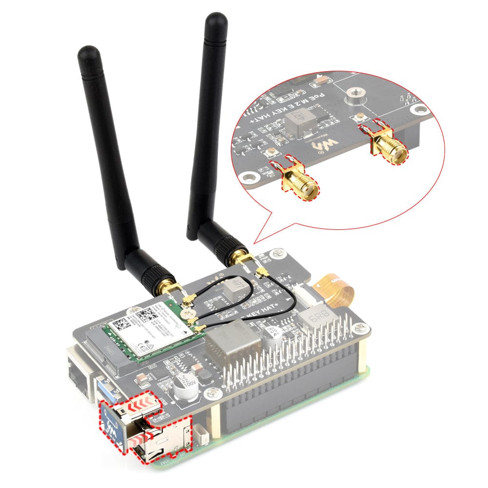 PCIe to M.2 E-Key PoE HAT for Raspberry Pi 5 by Waveshare - The Pi Hut
