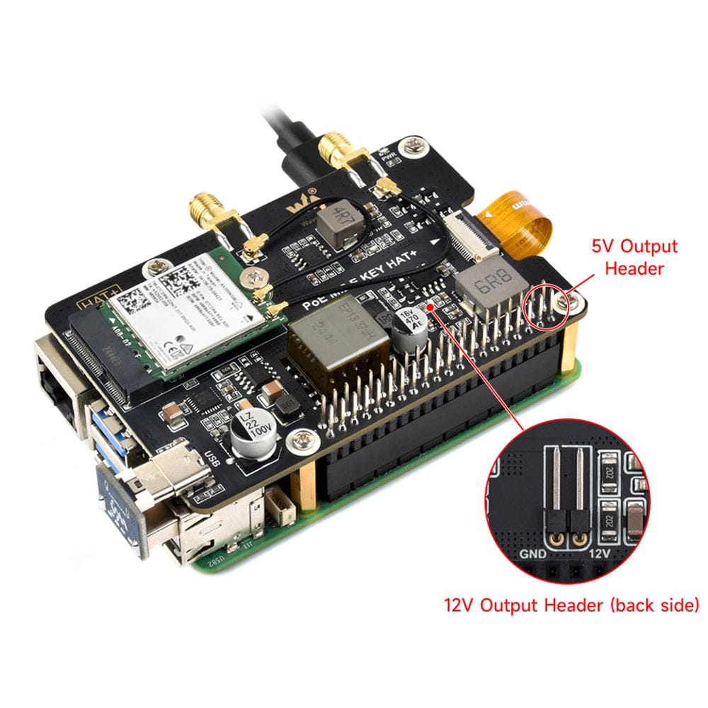 PCIe to M.2 E-Key PoE HAT for Raspberry Pi 5 by Waveshare - The Pi Hut