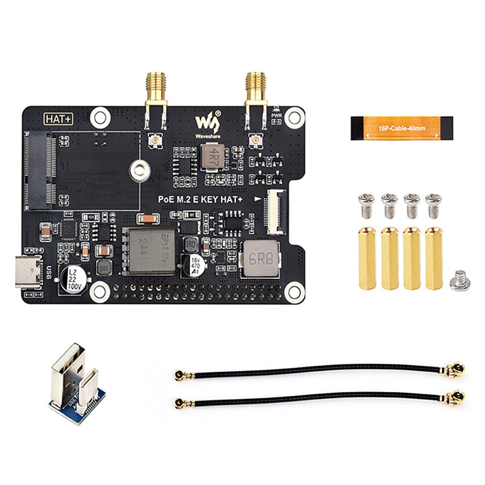 PCIe to M.2 E-Key PoE HAT for Raspberry Pi 5 by Waveshare - The Pi Hut