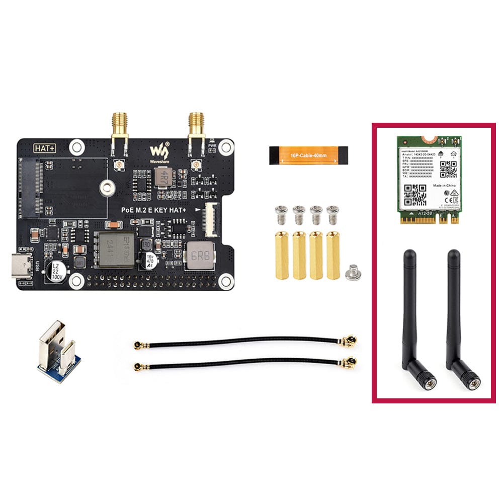 PCIe to M.2 E-Key PoE HAT for Raspberry Pi 5 by Waveshare - The Pi Hut