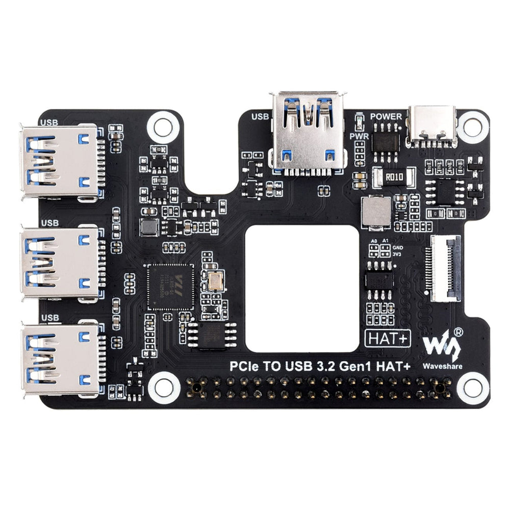 PCIe USB 3.2 Gen1 HAT+ for Raspberry Pi 5 by Waveshare - The Pi Hut