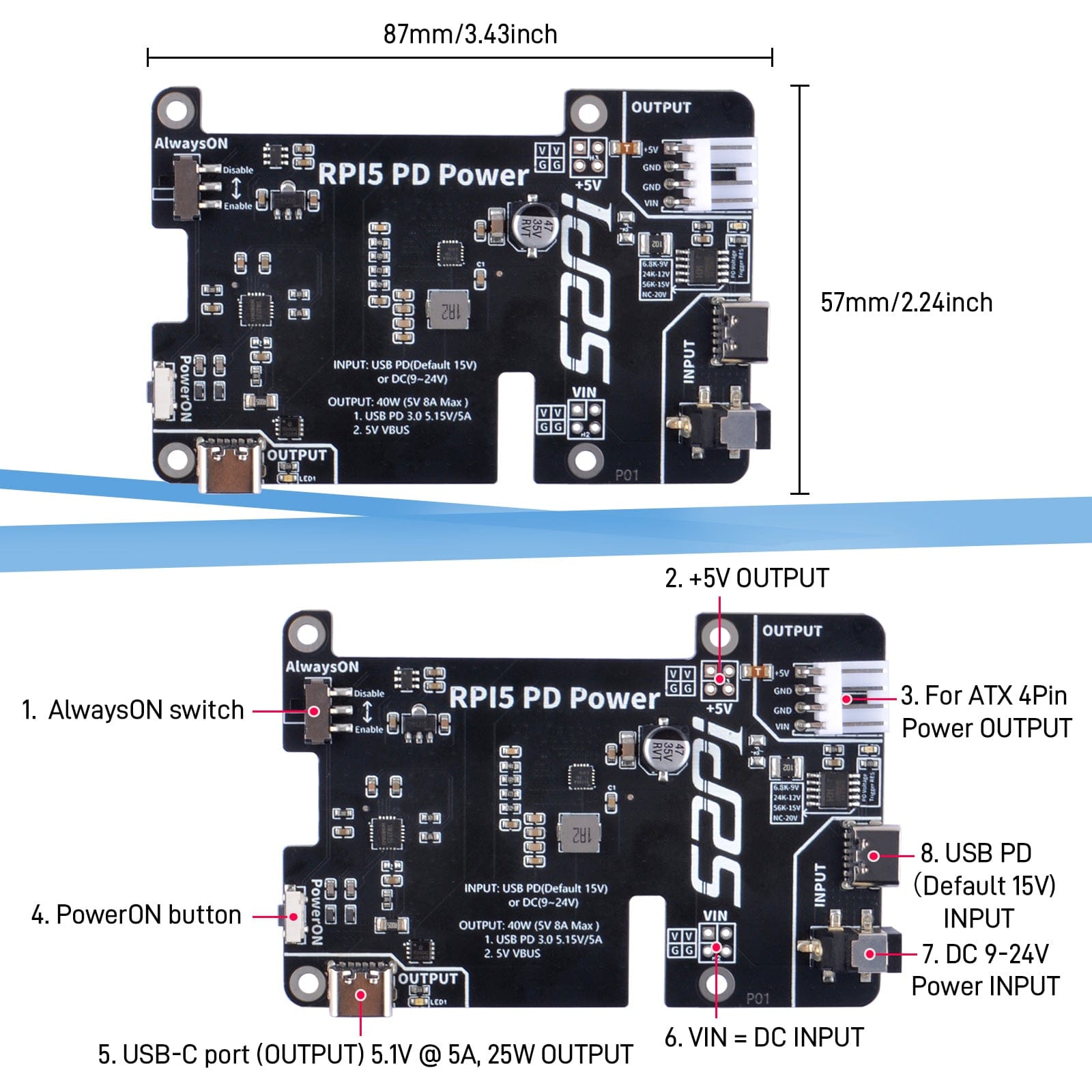 PD Power Extension Board for Raspberry Pi 5 by 52Pi - The Pi Hut
