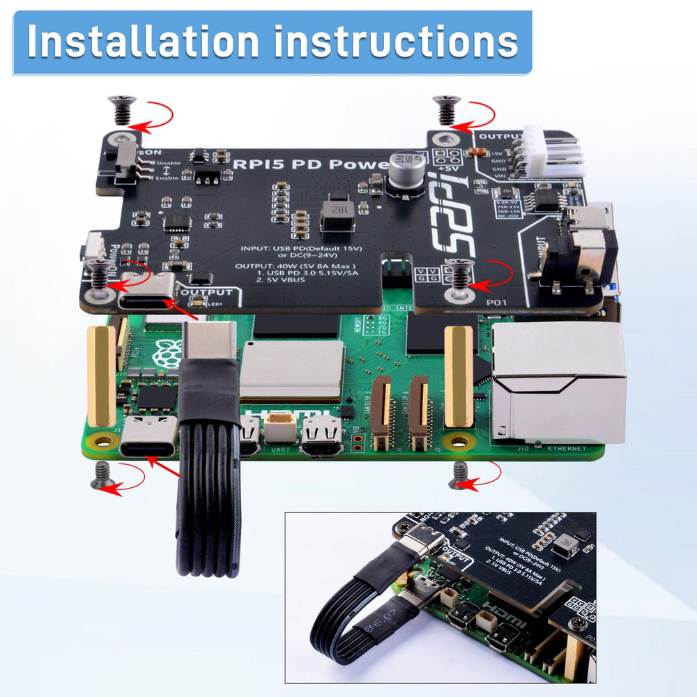 PD Power Extension Board for Raspberry Pi 5 by 52Pi - The Pi Hut