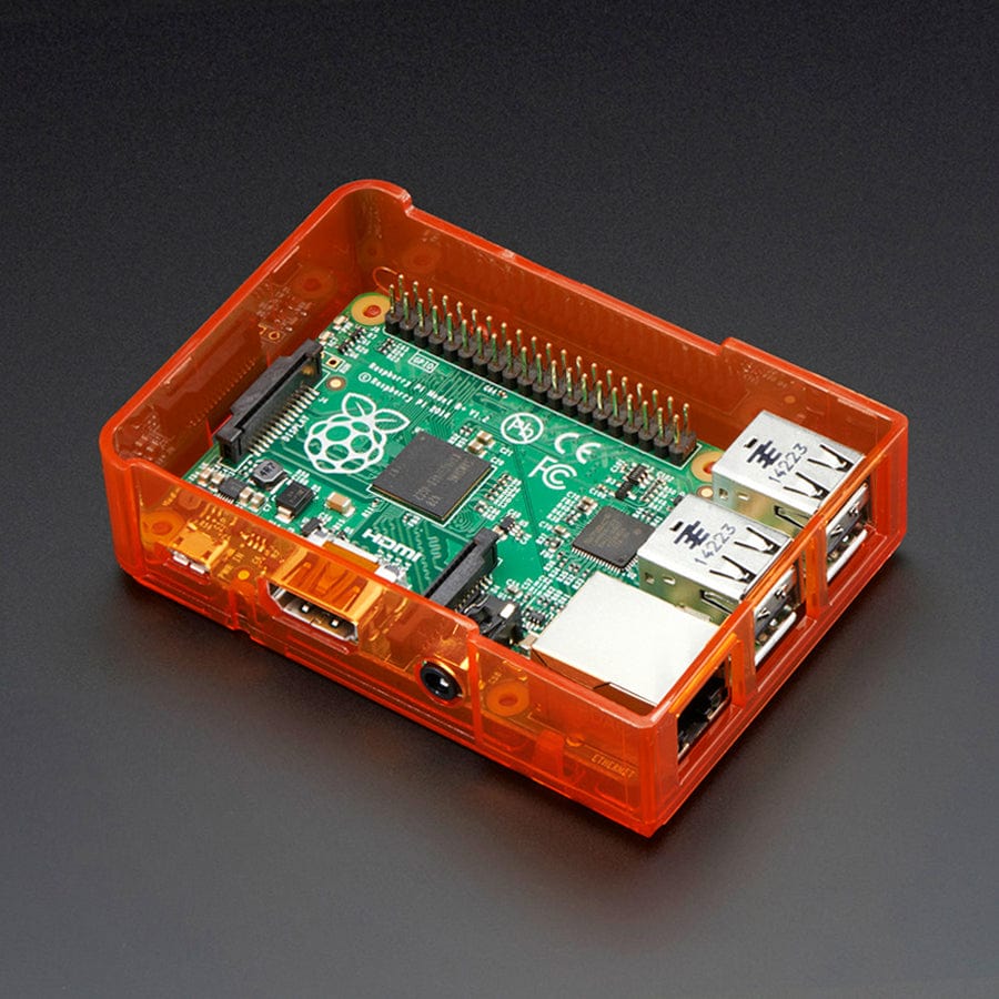 Pi Model B+ / Pi 2 / Pi 3 Case Base - Orange by Adafruit - The Pi Hut