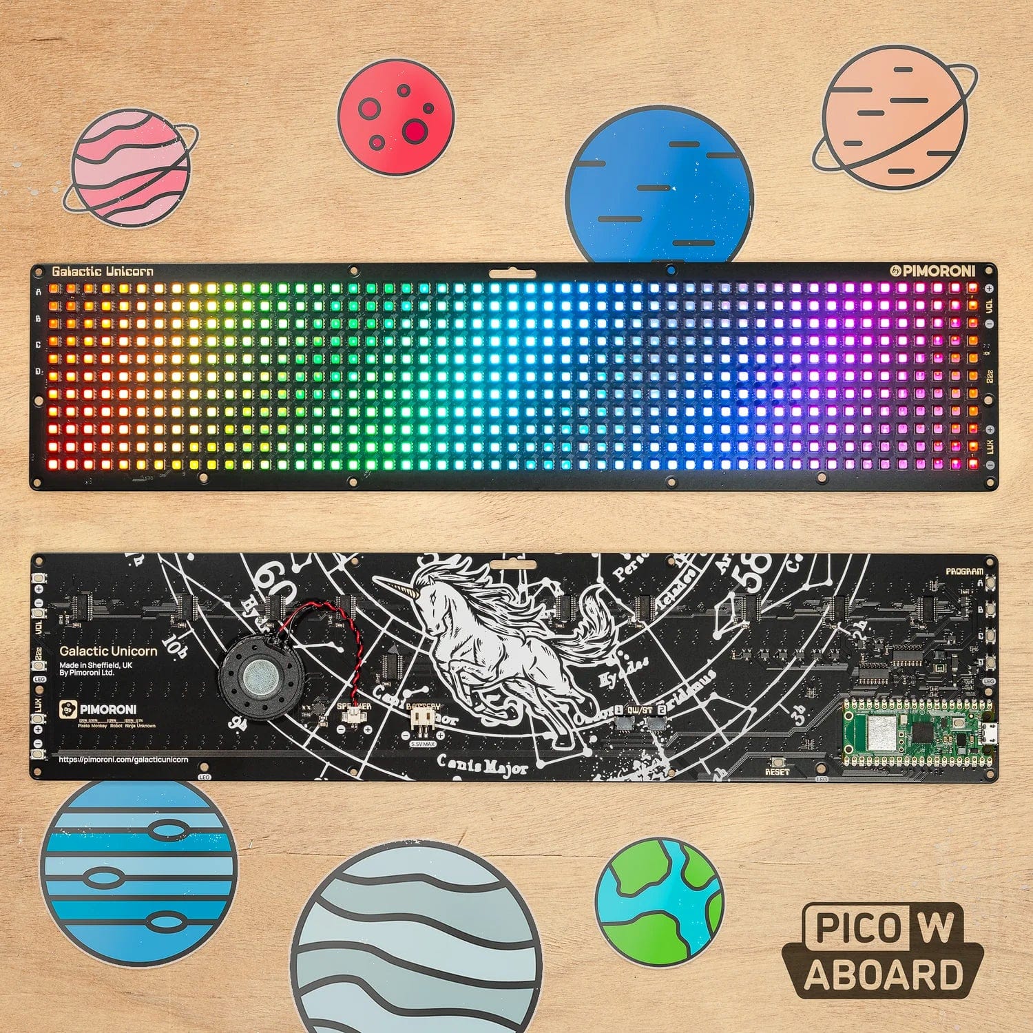Pico 2 W Smart LED Matrix – Galactic Unicorn (53 x 11 – 583 pixels) by Pimoroni - The Pi Hut