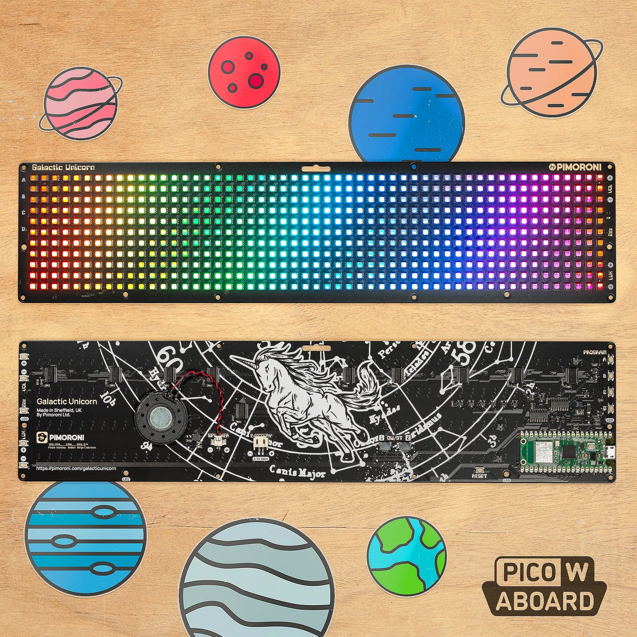 Pico W Smart LED Matrix – Galactic Unicorn (53x11 - 583 pixels) by Pimoroni - The Pi Hut