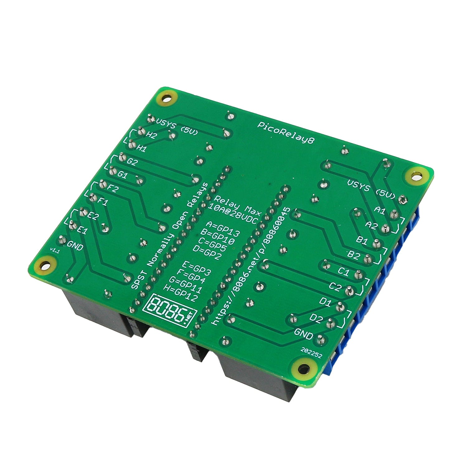 PicoRelay8 for Raspberry Pi Pico by 8086 - The Pi Hut