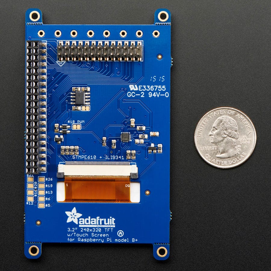 PiTFT Plus 320 x 240 3.2" TFT + Resistive Touchscreen by Adafruit - The Pi Hut