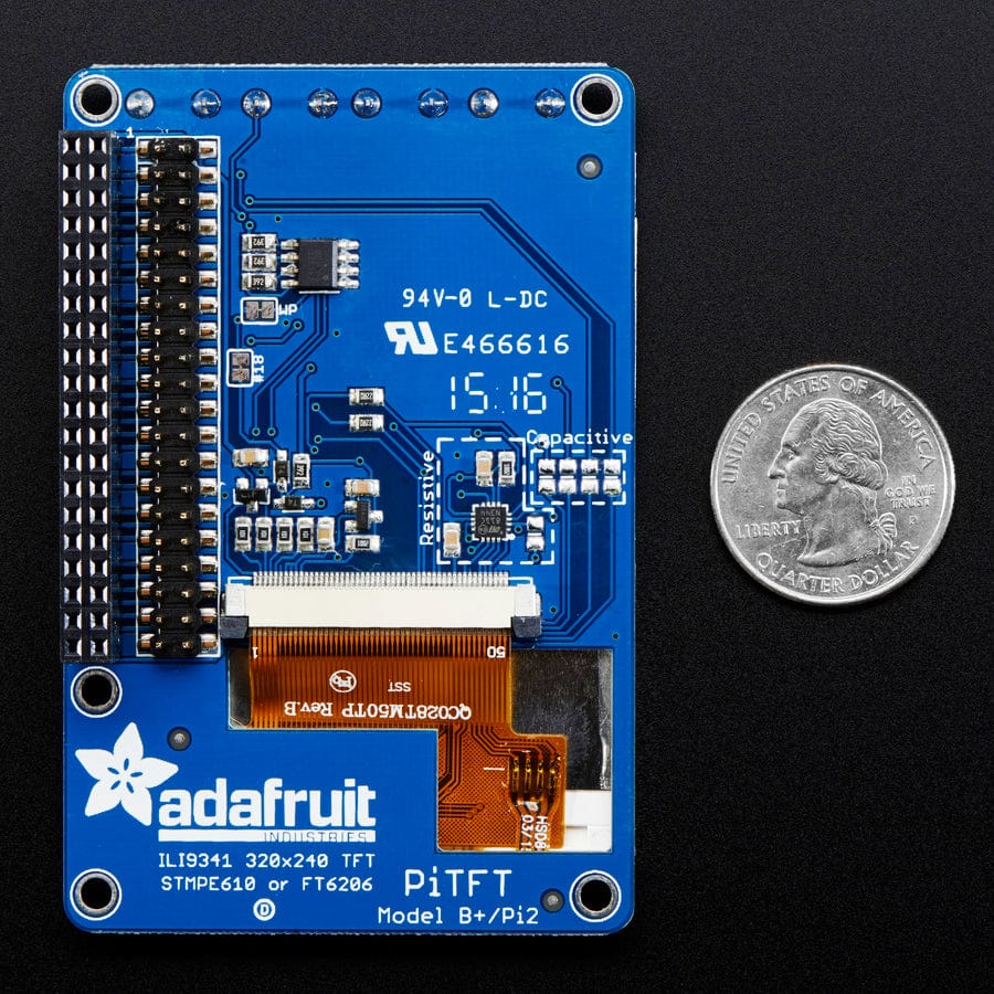 PiTFT Plus Assembled 320 x 240 2.8" TFT + Resistive Touchscreen by Adafruit - The Pi Hut