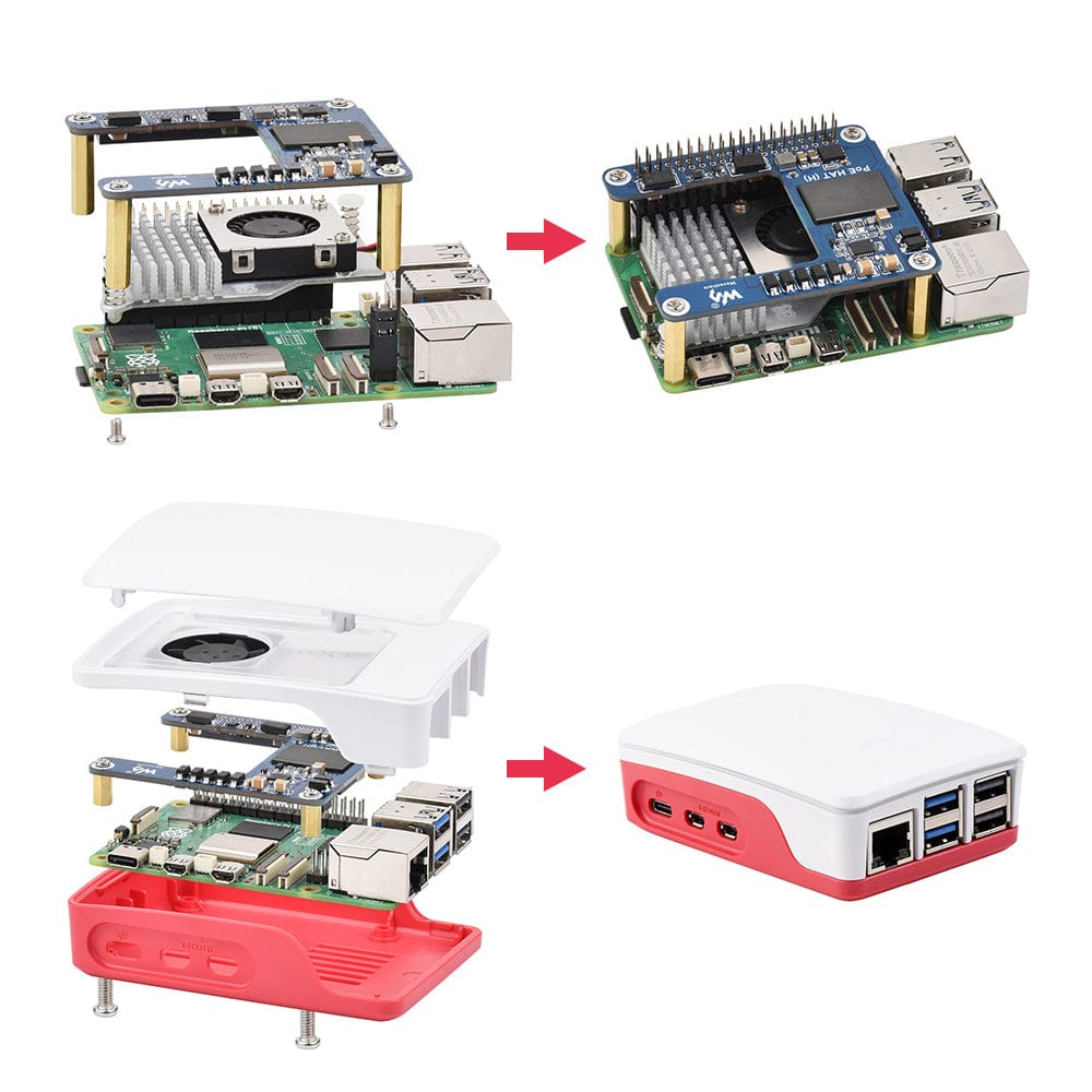 PoE HAT (H) for Raspberry Pi 5 and CM5 by Waveshare - The Pi Hut