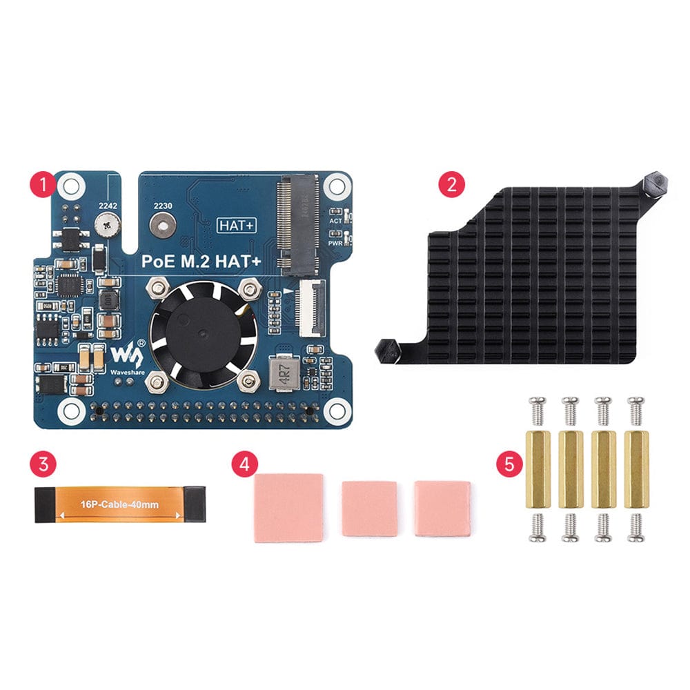 PoE M.2 HAT+ for Raspberry Pi 5 by Waveshare - The Pi Hut