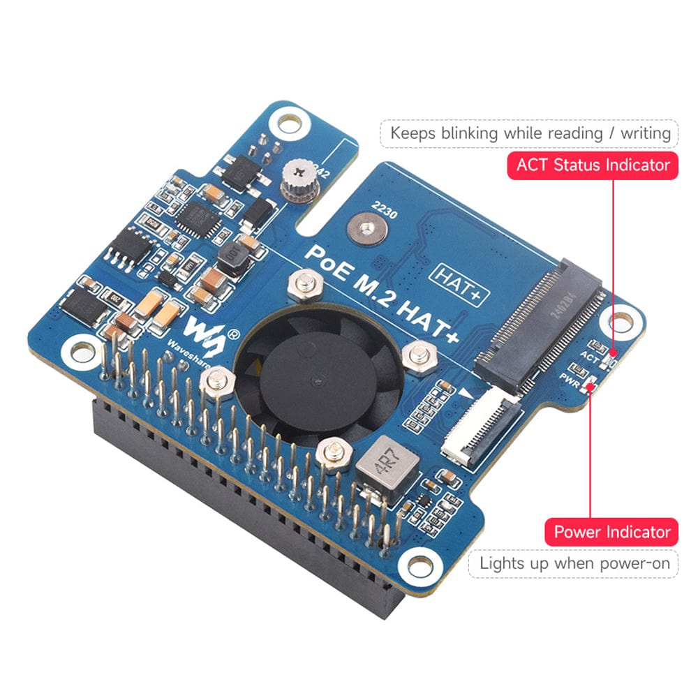 PoE M.2 HAT+ for Raspberry Pi 5 by Waveshare - The Pi Hut
